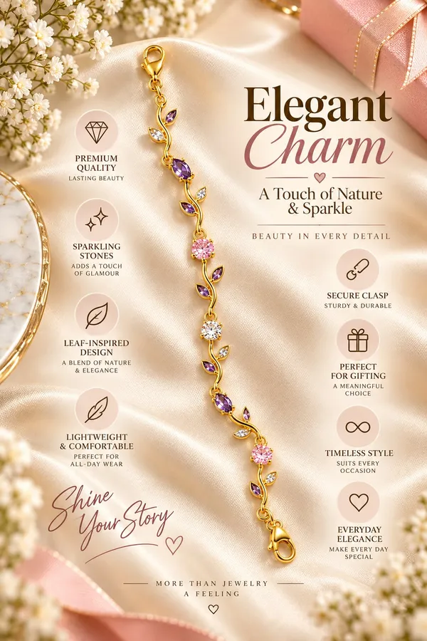 Elegant_Gold_Tone_Purple_And_Pink_Crystal_Leaf_Vine_Bracelet_For_Women_With_Sparkling_Gemstone_Accents_Floral_Inspired_Adjustable_Fashion_Jewellery_For_Party_Wedding_Festive_And_Everyday_Wear