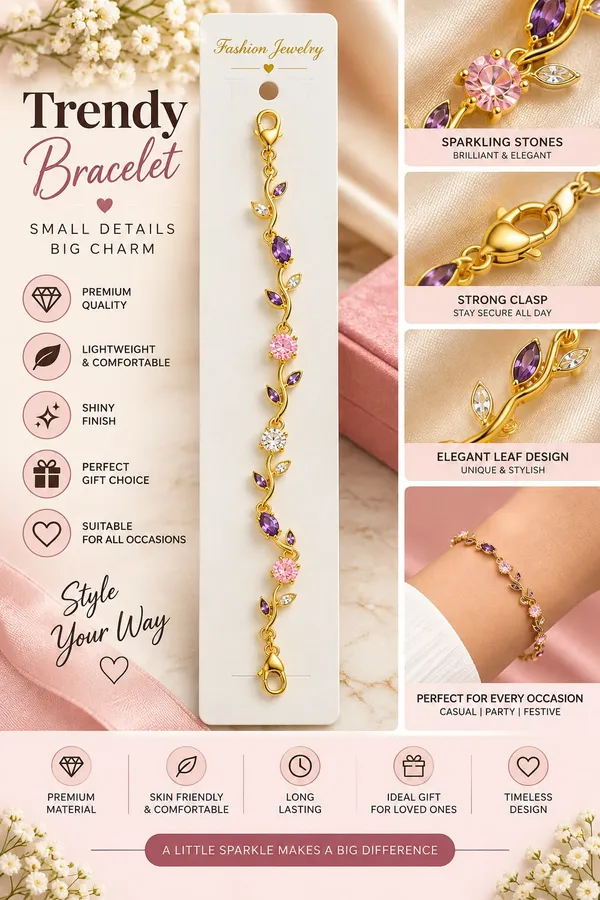 Elegant_Gold_Tone_Purple_And_Pink_Crystal_Leaf_Vine_Bracelet_For_Women_With_Sparkling_Gemstone_Accents_Floral_Inspired_Adjustable_Fashion_Jewellery_For_Party_Wedding_Festive_And_Everyday_Wear