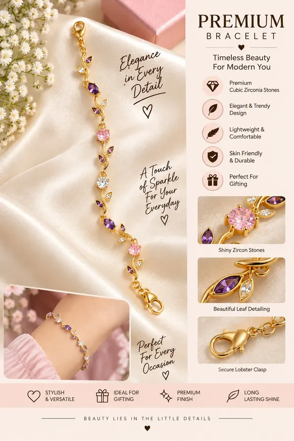 Elegant_Gold_Tone_Purple_And_Pink_Crystal_Leaf_Vine_Bracelet_For_Women_With_Sparkling_Gemstone_Accents_Floral_Inspired_Adjustable_Fashion_Jewellery_For_Party_Wedding_Festive_And_Everyday_Wear