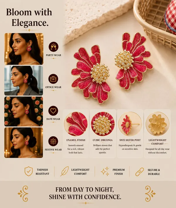 Elegant_Maroon_Floral_Statement_Stud_Earrings_For_Women_And_Girls_Gold_Tone_Layered_Flower_Earrings_With_Intricate_Beaded_Center_And_Rich_Maroon_Enamel_Finish_Stylish_Jewellery_For_Party_Wedding_Festive_And_Everyday_Wear