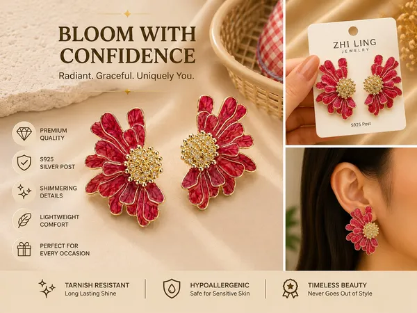 Elegant_Maroon_Floral_Statement_Stud_Earrings_For_Women_And_Girls_Gold_Tone_Layered_Flower_Earrings_With_Intricate_Beaded_Center_And_Rich_Maroon_Enamel_Finish_Stylish_Jewellery_For_Party_Wedding_Festive_And_Everyday_Wear