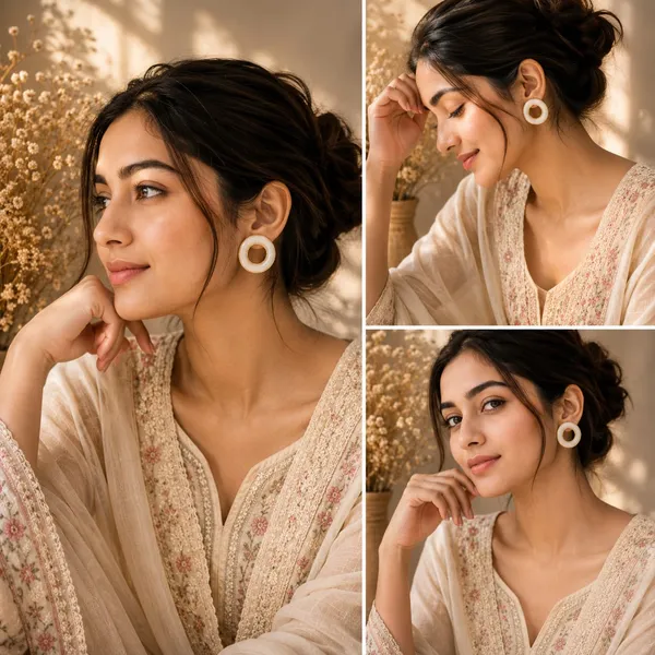 Elegant_White_Enamel_Round_Hoop_Stud_Earrings_For_Women_Gold_Tone_Minimalist_Open_Circle_Design_Stylish_Fashion_Jewellery_For_Office_Party_Festive_And_Everyday_Wear