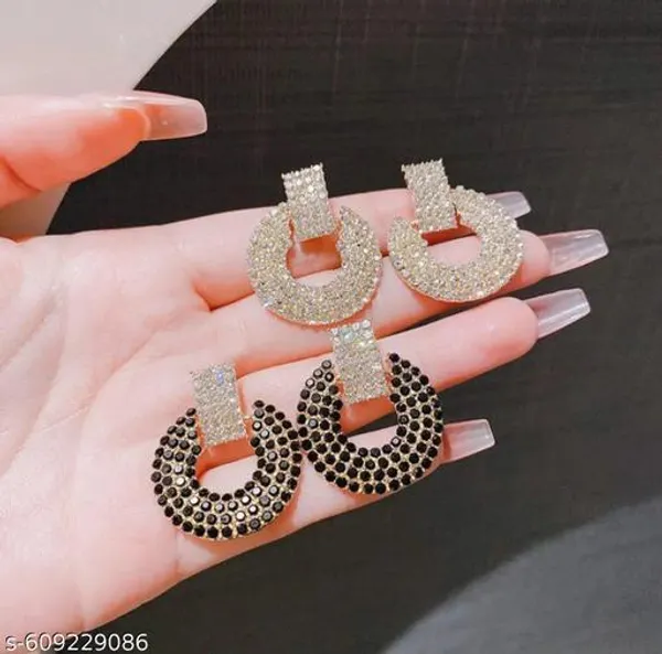 White_And_Black_Alloy_Earrings_For_Women