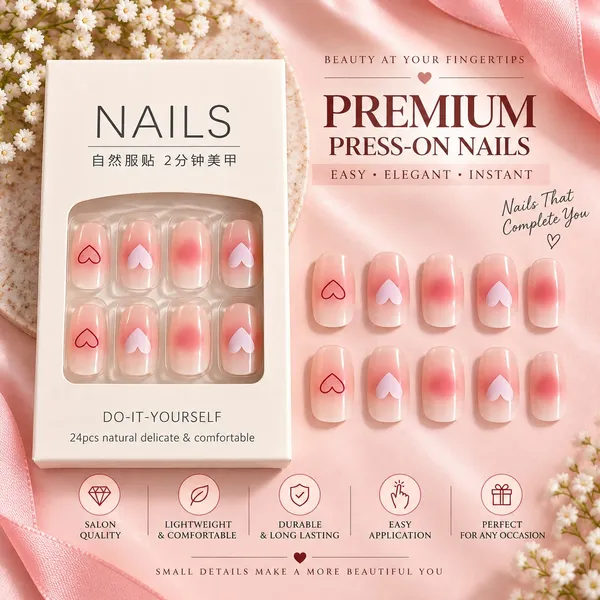 24_Pcs_Pink_Heart_Press_On_Nails_For_Women_Glossy_Nude_Pink_Artificial_Nails_With_Romantic_Heart_Designs_Reusable_Diy_Manicure_Set_For_Party_Date_Wedding_And_Everyday_Wear