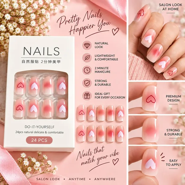 24_Pcs_Pink_Heart_Press_On_Nails_For_Women_Glossy_Nude_Pink_Artificial_Nails_With_Romantic_Heart_Designs_Reusable_Diy_Manicure_Set_For_Party_Date_Wedding_And_Everyday_Wear