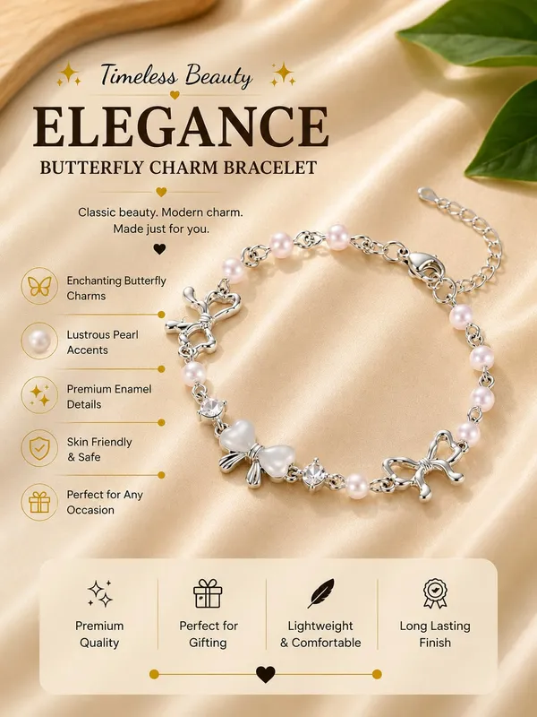 Elegant_Silver_Tone_Butterfly_Pearl_Bracelet_For_Women_With_White_Heart_Charms_Lustrous_Pearl_Beads_Sparkling_Crystal_Accents_And_Adjustable_Chain_Delicate_Fashion_Jewellery_For_Party_Casual_Festive_And_Everyday_Wear