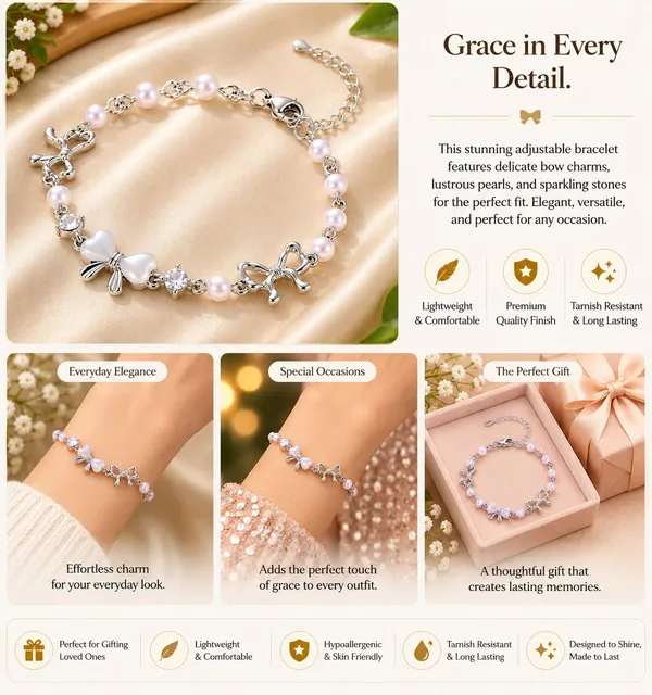 Elegant_Silver_Tone_Butterfly_Pearl_Bracelet_For_Women_With_White_Heart_Charms_Lustrous_Pearl_Beads_Sparkling_Crystal_Accents_And_Adjustable_Chain_Delicate_Fashion_Jewellery_For_Party_Casual_Festive_And_Everyday_Wear