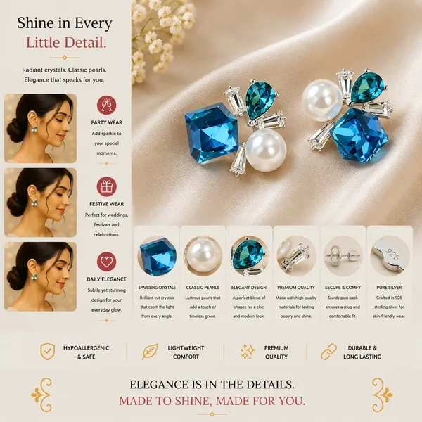 Elegant_Blue_Crystal_Pearl_Stud_Earrings_For_Women_Statement_Geometric_Design_With_Teardrop_Gemstones_Sparkling_Cz_Detailing_And_White_Pearl_Accents_Party_Wear_Fashion_Jewellery