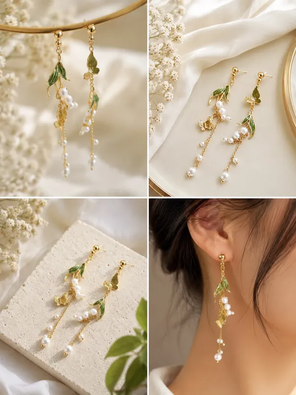 Elegant_Green_Leaf_Butterfly_Pearl_Drop_Earrings_For_Women_Gold_Tone_Floral_Nature_Inspired_Statement_Jewellery_For_Party_Wedding_And_Festive_Wear