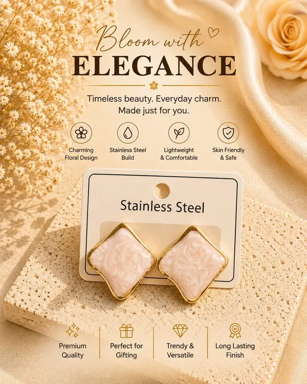 Elegant_White_Enamel_Square_Stud_Earrings_For_Women_Gold_Tone_Geometric_Design_With_Marbled_Finish_Stylish_Stainless_Steel_Fashion_Jewellery_For_Party_Office_Festive_And_Everyday_Wear