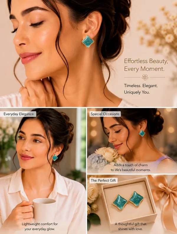 Elegant_Teal_Blue_Enamel_Square_Stud_Earrings_For_Women_Gold_Tone_Geometric_Statement_Design_Stylish_Stainless_Steel_Fashion_Jewellery_For_Party_Office_Festive_And_Everyday_Wear