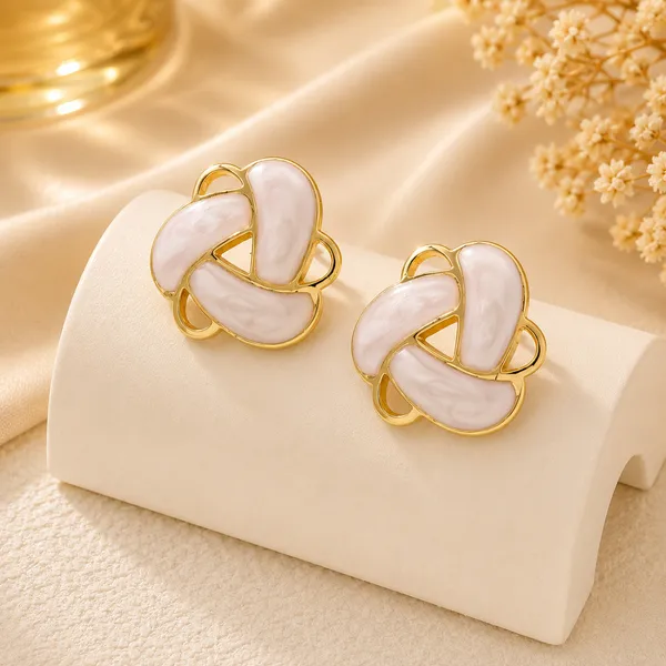 Elegant_White_Enamel_Geometric_Stud_Earrings_For_Women_Gold_Tone_Contemporary_Statement_Earrings_Stylish_Fashion_Jewellery_For_Party_Office_Festive_And_Everyday_Wear