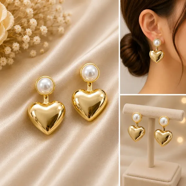 Elegant_Gold_Heart_Pearl_Drop_Earrings_For_Women_Stylish_Heart_Shaped_Dangle_Earrings_With_Round_Pearl_Studs_Minimal_Trendy_Fashion_Jewellery_For_Party_Date_And_Festive_Wear