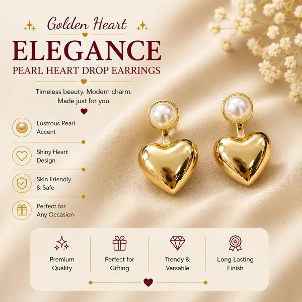 Elegant_Gold_Heart_Pearl_Drop_Earrings_For_Women_Stylish_Heart_Shaped_Dangle_Earrings_With_Round_Pearl_Studs_Minimal_Trendy_Fashion_Jewellery_For_Party_Date_And_Festive_Wear