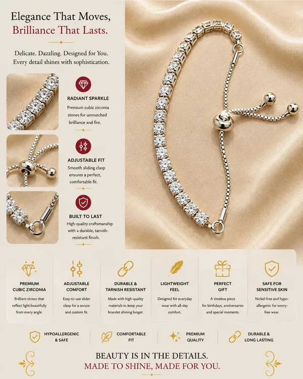 Elegant_Silver_Tennis_Bracelet_For_Women_Sparkling_Round_Crystal_Link_Chain_With_Adjustable_Bolo_Sliding_Clasp_Stylish_Minimalist_Bracelet_For_Daily_Wear_Party_Wedding_Festive_And_Special_Occasions