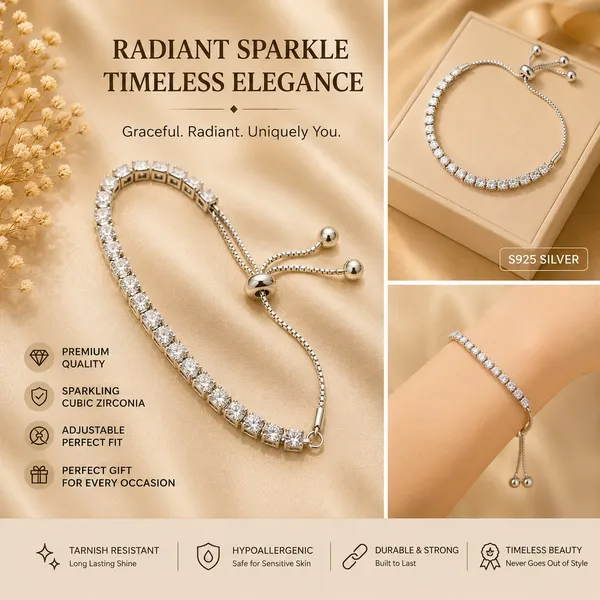 Elegant_Silver_Tennis_Bracelet_For_Women_Sparkling_Round_Crystal_Link_Chain_With_Adjustable_Bolo_Sliding_Clasp_Stylish_Minimalist_Bracelet_For_Daily_Wear_Party_Wedding_Festive_And_Special_Occasions