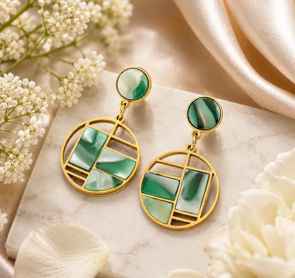 Elegant_Green_Marble_Stone_Gold_Tone_Geometric_Round_Drop_Earrings_For_Women_Stylish_Statement_Jewellery_For_Party_Festive_Wedding_And_Everyday_Wear