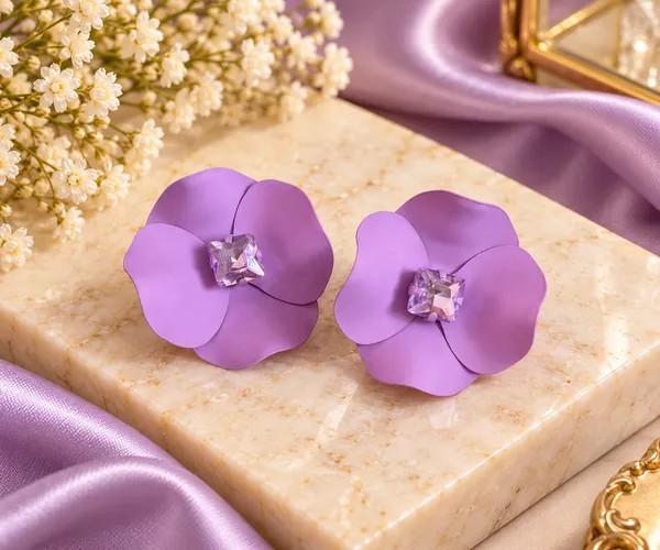 Elegant_Purple_Flower_Stud_Earrings_For_Women_With_Sparkling_Crystal_Center_Statement_Floral_Fashion_Jewellery_For_Party_Festive_And_Special_Occasions