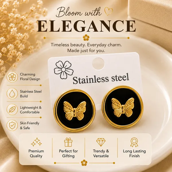 Elegant_Black_Butterfly_Stud_Earrings_For_Women_Gold_Tone_Round_Earrings_With_Glossy_Finish_Cute_Fashion_Jewellery_For_Party_Office_Festive_And_Everyday_Wear
