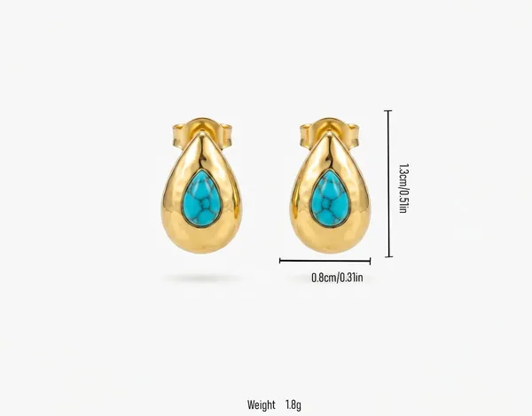 Elegant_Gold_Tone_Teardrop_Stud_Earrings_With_Blue_Turquoise_Stone_Accent_For_Women_Stylish_Statement_Fashion_Jewellery_For_Party_Festive_Office_And_Everyday_Wear