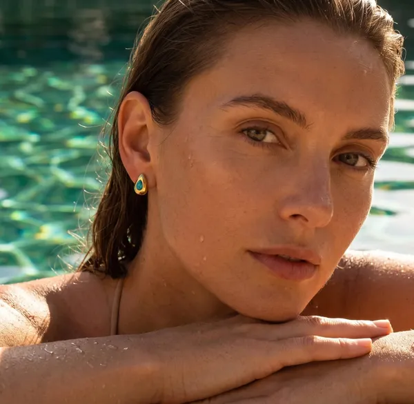 Elegant_Gold_Tone_Teardrop_Stud_Earrings_With_Blue_Turquoise_Stone_Accent_For_Women_Stylish_Statement_Fashion_Jewellery_For_Party_Festive_Office_And_Everyday_Wear