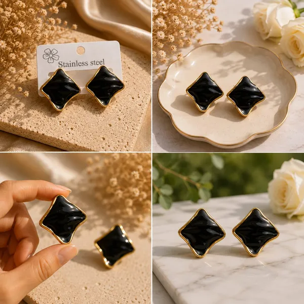 Elegant_Black_Enamel_Square_Stud_Earrings_For_Women_Gold_Tone_Geometric_Statement_Design_Stylish_Stainless_Steel_Fashion_Jewellery_For_Party_Office_Festive_And_Everyday_Wear