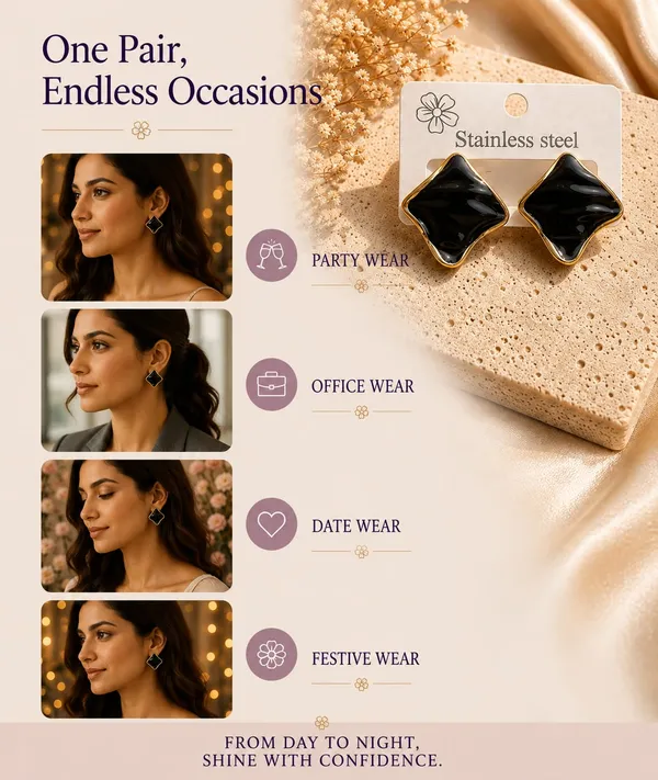 Elegant_Black_Enamel_Square_Stud_Earrings_For_Women_Gold_Tone_Geometric_Statement_Design_Stylish_Stainless_Steel_Fashion_Jewellery_For_Party_Office_Festive_And_Everyday_Wear
