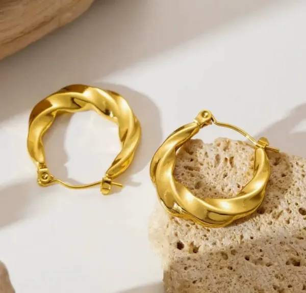 Elegant_Gold_Tone_Twisted_Hoop_Earrings_For_Women_Smooth_Chunky_Circular_Statement_Jewellery_For_Party_Wedding_Festive_Ethnic_And_Everyday_Wear