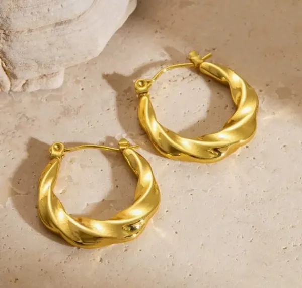 Elegant_Gold_Tone_Twisted_Hoop_Earrings_For_Women_Smooth_Chunky_Circular_Statement_Jewellery_For_Party_Wedding_Festive_Ethnic_And_Everyday_Wear