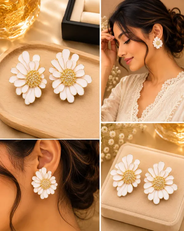 Elegant_White_Floral_Statement_Stud_Earrings_For_Women_And_Girls_Gold_Tone_Layered_Flower_Earrings_With_Intricate_Beaded_Center_And_Soft_White_Enamel_Finish_Stylish_Jewellery_For_Party_Wedding_Festive_And_Everyday_Wear