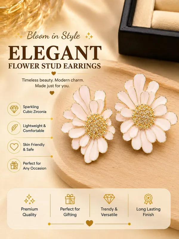 Elegant_White_Floral_Statement_Stud_Earrings_For_Women_And_Girls_Gold_Tone_Layered_Flower_Earrings_With_Intricate_Beaded_Center_And_Soft_White_Enamel_Finish_Stylish_Jewellery_For_Party_Wedding_Festive_And_Everyday_Wear