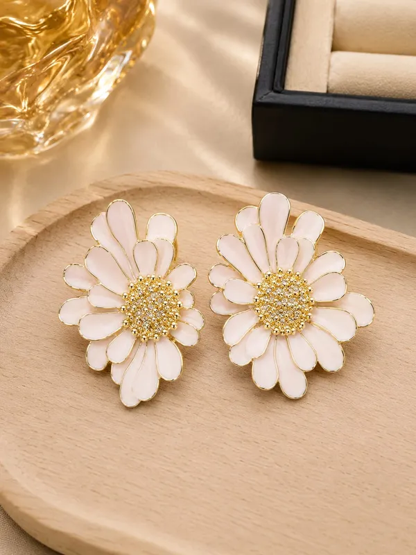 Elegant_White_Floral_Statement_Stud_Earrings_For_Women_And_Girls_Gold_Tone_Layered_Flower_Earrings_With_Intricate_Beaded_Center_And_Soft_White_Enamel_Finish_Stylish_Jewellery_For_Party_Wedding_Festive_And_Everyday_Wear