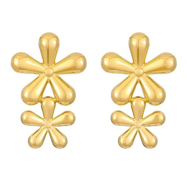 Elegant_Gold_Tone_Double_Flower_Drop_Earrings_For_Women_Floral_Statement_Jewellery_For_Party_Wedding_Festive_Ethnic_And_Stylish_Occasion_Wear