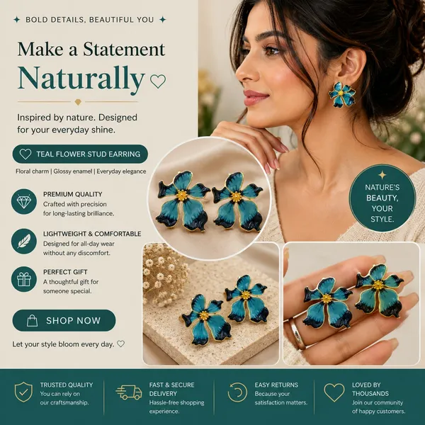 Elegant_Blue_Butterfly_Flower_Stud_Earrings_For_Women_Dual_Tone_Enamel_Floral_Design_With_Gold_Tone_Detailing_Trendy_Fashion_Jewellery_For_Party_Office_Festive_And_Daily_Wear