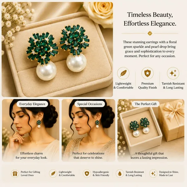 Elegant_Green_Crystal_Pearl_Drop_Earrings_For_Women_Sparkling_Emerald_Green_Floral_Stud_Design_With_Rhinestone_Detailing_And_Large_Pearl_Drops_Trendy_Statement_Fashion_Jewellery_For_Party_Wedding_And_Festive_Wear