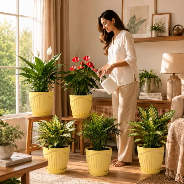 Plastic_Flower_Pot_With_Drain_Tray