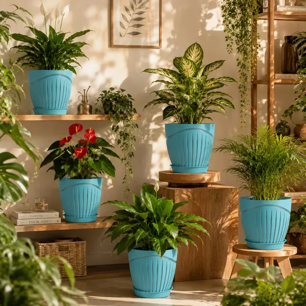 Plastic_Flower_Pot_With_Drain_Tray