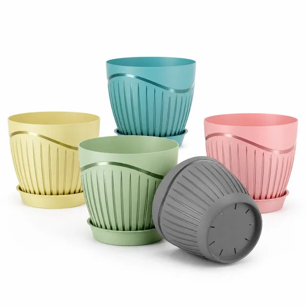 Plastic_Flower_Pot_With_Drain_Tray