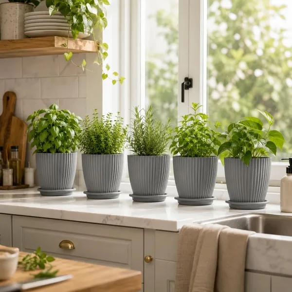 Ribbed_Plastic_Planter_With_Drainage_Tray