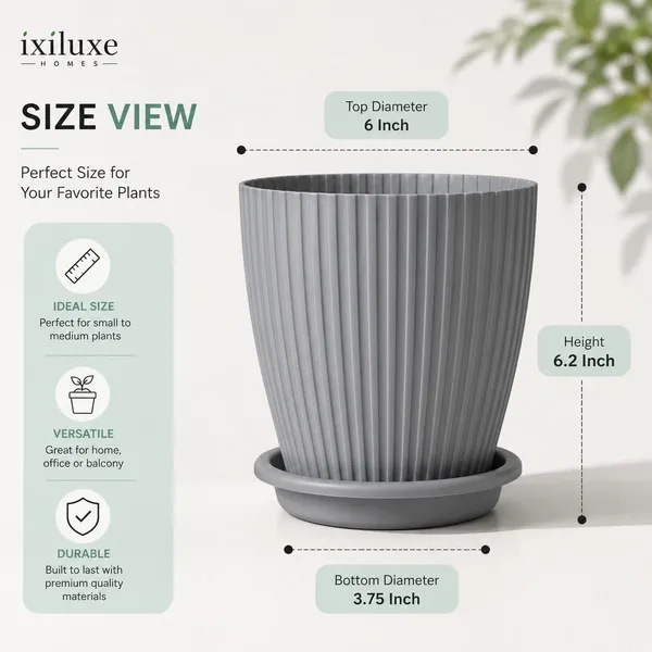 Ribbed_Plastic_Planter_With_Drainage_Tray