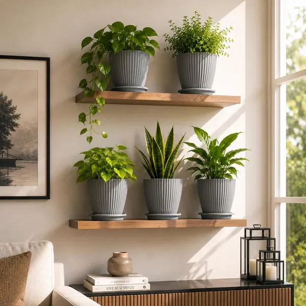 Ribbed_Plastic_Planter_With_Drainage_Tray