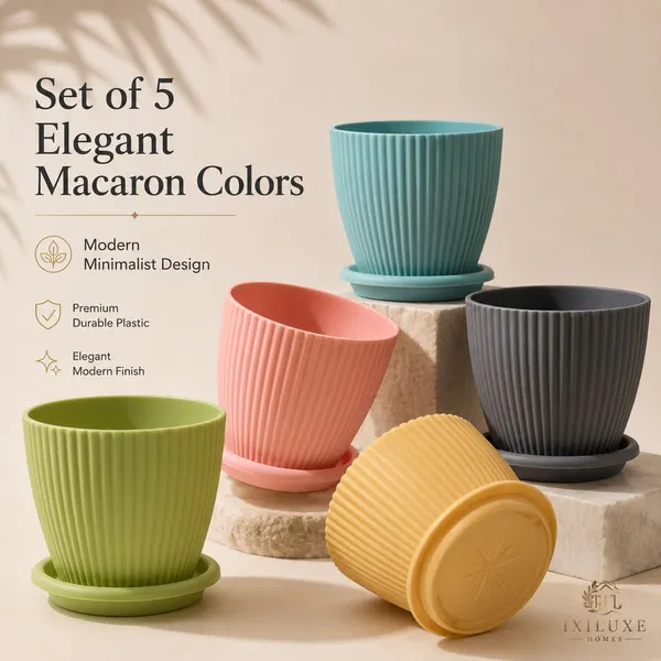 Ribbed_Plastic_Planter_With_Drainage_Tray
