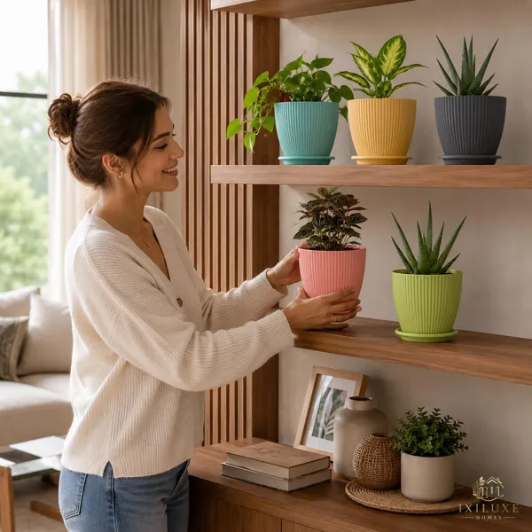 Ribbed_Plastic_Planter_With_Drainage_Tray