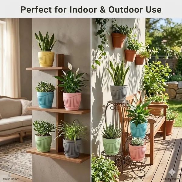 Ribbed_Plastic_Planter_With_Drainage_Tray