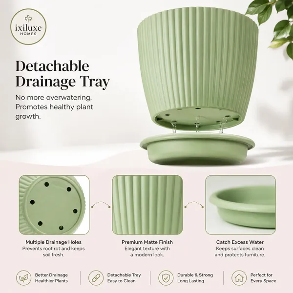 Ribbed_Plastic_Planter_With_Drainage_Tray