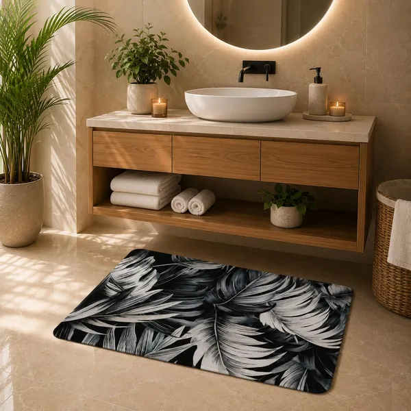 Tropical_Leaf_Suede_Bathroom_Mat