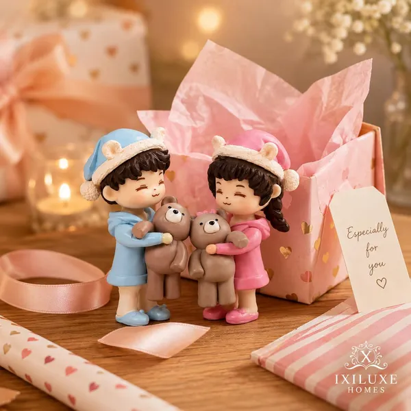 Polyresin_Couple_Figurine_With_Teddy_Bears_-_Pack_of_2