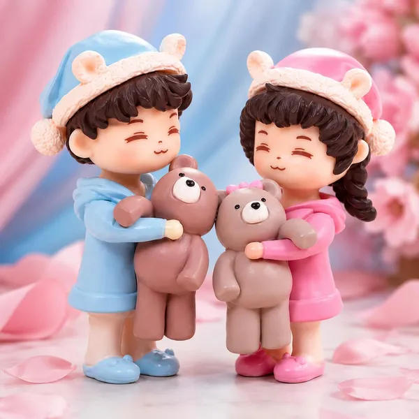 Polyresin_Couple_Figurine_With_Teddy_Bears_-_Pack_of_2