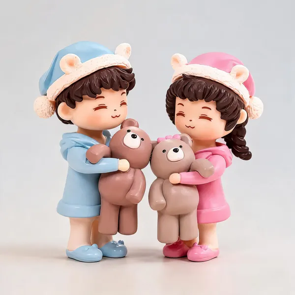 Polyresin_Couple_Figurine_With_Teddy_Bears_-_Pack_of_2