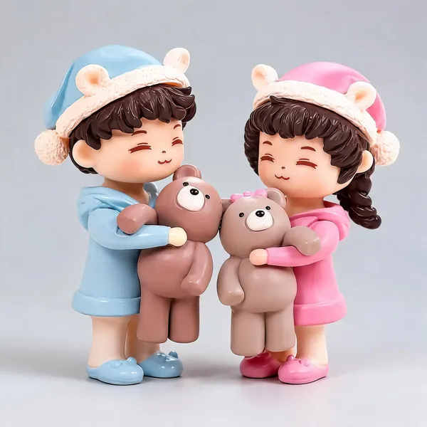 Polyresin_Couple_Figurine_With_Teddy_Bears_-_Pack_of_2